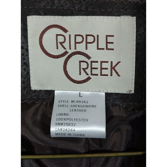 Cripple Creek Men's Genuine Leather Brown 2 Button Lined Jacket Large Western - Picture 13 of 13